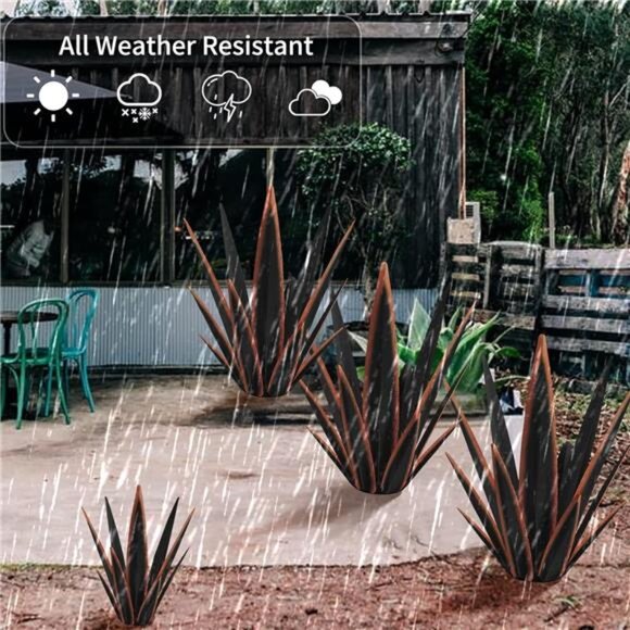 Large Tequila Rustic Sculpture, Rustic Metal Agave Plants for Outdoor Patio - Picture 5 of 7